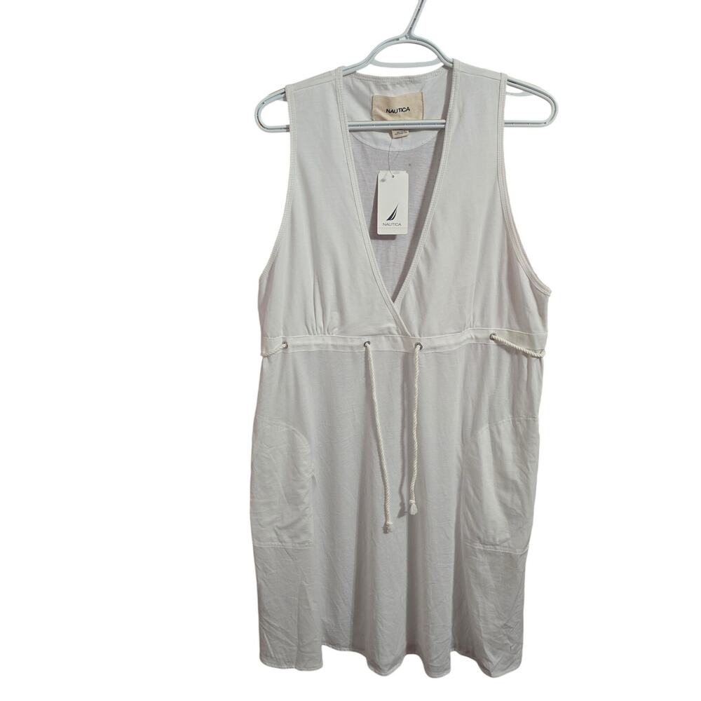 Nautica Nautical Old Money White Cotton Beach Swimsuit Coverup Large